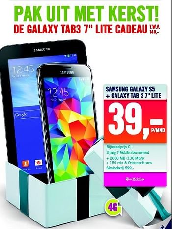 Aanbiedingen Samsung galaxy s5 + galaxy tab 3 7 lite - Samsung - Geldig van 15/12/2014 tot 24/12/2014 bij The Phone House