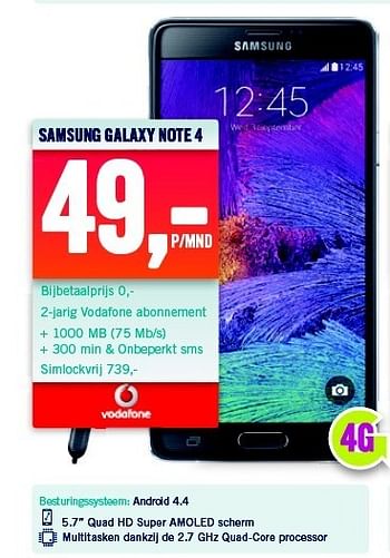 Aanbiedingen Samsung galaxy note 4 - Samsung - Geldig van 15/12/2014 tot 24/12/2014 bij The Phone House