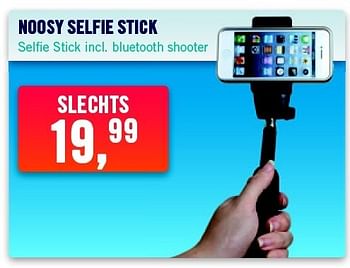Aanbiedingen Noosy selfie stick selfie stick incl. bluetooth shooter - Huismerk - The Phone House - Geldig van 15/12/2014 tot 24/12/2014 bij The Phone House