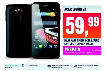 Aanbiedingen Acer liquid z4 - Acer - Geldig van 15/12/2014 tot 24/12/2014 bij The Phone House