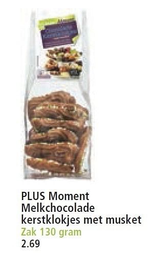 Aanbiedingen Plus moment melkchocolade kerstklokjes met musket - Huismerk - Plus - Geldig van 07/12/2014 tot 25/12/2014 bij Plus