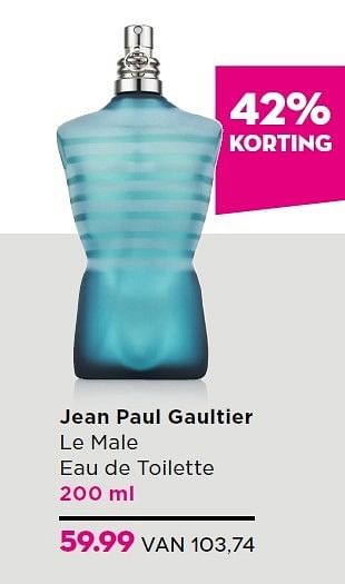 Aanbiedingen Jean paul gaultier le male eau de toilette - Jean Paul Gaultier - Geldig van 15/12/2014 tot 26/12/2014 bij Ici Paris XL