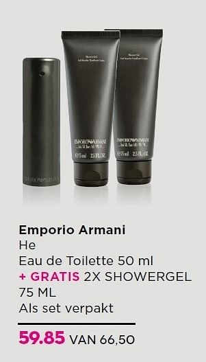 Aanbiedingen Emporio armani he eau de toilette - Emporio Armani - Geldig van 15/12/2014 tot 26/12/2014 bij Ici Paris XL