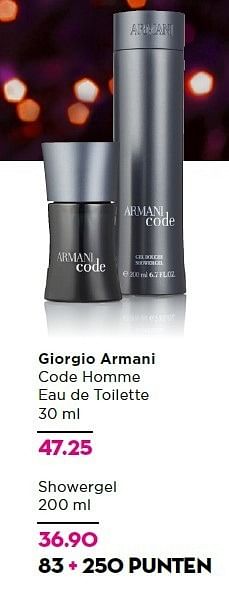 Aanbiedingen Giorgio armani code homme - Giorgio Armani - Geldig van 15/12/2014 tot 26/12/2014 bij Ici Paris XL