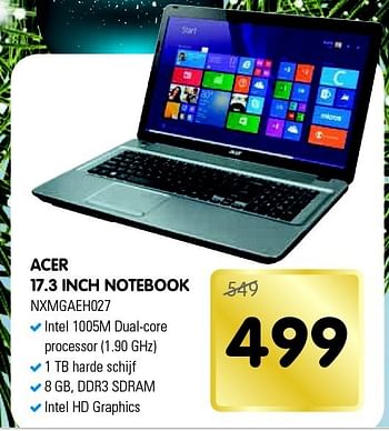 Aanbiedingen Acer 17.3 inch notebook - Acer - Geldig van 13/12/2014 tot 26/12/2014 bij Maxwell