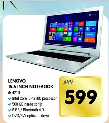 Aanbiedingen Lenovo 15.6 inch notebook - Lenovo - Geldig van 13/12/2014 tot 26/12/2014 bij Maxwell