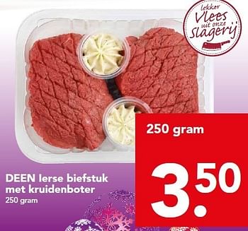 Aanbiedingen Deen ierse biefstuk met kruidenboter - Huismerk deen supermarkt - Geldig van 21/12/2014 tot 26/12/2014 bij Deen Supermarkten