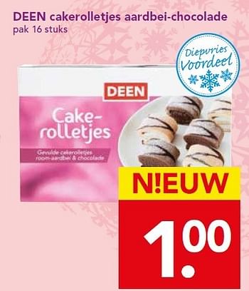 Aanbiedingen Deen cakerolletjes aardbei-chocolade - Huismerk deen supermarkt - Geldig van 21/12/2014 tot 26/12/2014 bij Deen Supermarkten