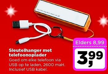 Aanbiedingen Sleutelhanger met telefoonoplader - Huismerk - Dirx Drogisterijen - Geldig van 16/12/2014 tot 26/12/2014 bij Dirx Drogisterijen