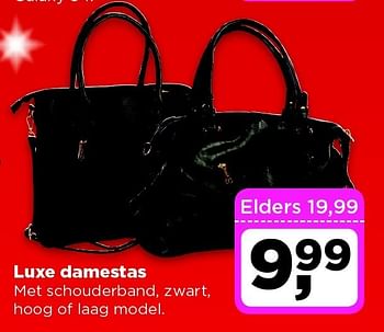 Aanbiedingen Luxe damestas met schouderband, zwart, hoog of laag model - Huismerk - Dirx Drogisterijen - Geldig van 16/12/2014 tot 26/12/2014 bij Dirx Drogisterijen