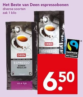 Aanbiedingen Het beste van deen espressobonen - Huismerk deen supermarkt - Geldig van 21/12/2014 tot 26/12/2014 bij Deen Supermarkten