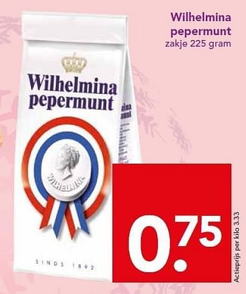 Aanbiedingen Wilhelmina pepermunt - Wilhelmina - Geldig van 21/12/2014 tot 26/12/2014 bij Deen Supermarkten