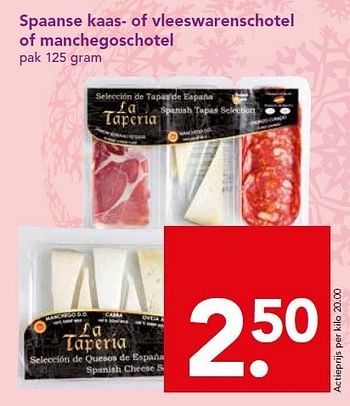 Aanbiedingen Spaanse kaas- of vleeswarenschotel of manchegoschotel - Huismerk deen supermarkt - Geldig van 21/12/2014 tot 26/12/2014 bij Deen Supermarkten