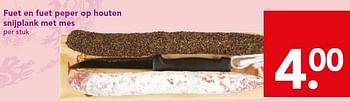 Aanbiedingen Fuet en fuet peper op houten snijplank met mes - Huismerk deen supermarkt - Geldig van 21/12/2014 tot 26/12/2014 bij Deen Supermarkten