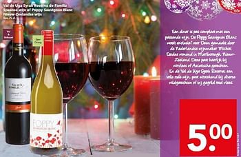 Aanbiedingen Val de uga syrah reserva de familia spaanse wijn of poppy sauvignon blanc nieuw-zeelandse wijn - Rode wijnen - Geldig van 21/12/2014 tot 26/12/2014 bij Deen Supermarkten