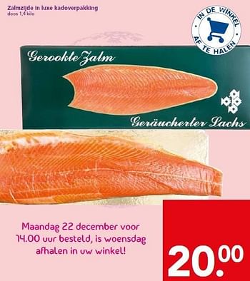 Aanbiedingen Zalmzijde in luxe kadoverpakking - Huismerk deen supermarkt - Geldig van 21/12/2014 tot 26/12/2014 bij Deen Supermarkten