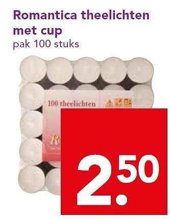 Aanbiedingen Romantica theelichten met cup - Romantica - Geldig van 21/12/2014 tot 26/12/2014 bij Deen Supermarkten