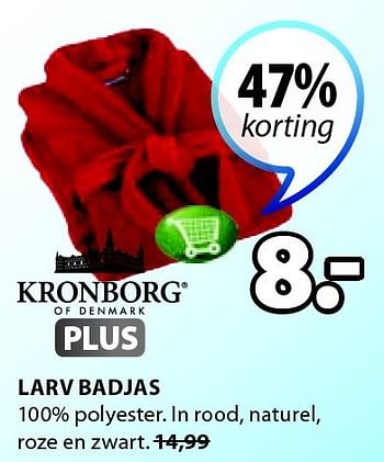 Aanbiedingen Larv badjas 100% polyester. in rood, naturel, roze en zwart - Kronborg - Geldig van 15/12/2014 tot 31/12/2014 bij Jysk
