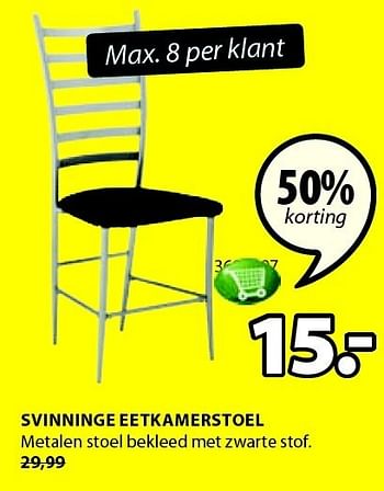 Aanbiedingen Svinninge eetkamerstoel metalen stoel bekleed met zwarte stof - Huismerk - Jysk - Geldig van 15/12/2014 tot 31/12/2014 bij Jysk