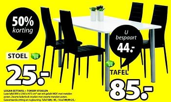 Aanbiedingen Logan eettafel + toreby stoelen - Huismerk - Jysk - Geldig van 15/12/2014 tot 31/12/2014 bij Jysk