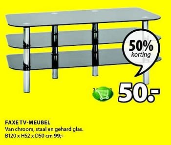 Aanbiedingen Faxe tv-meubel van chroom, staal en gehard glas - Huismerk - Jysk - Geldig van 15/12/2014 tot 31/12/2014 bij Jysk