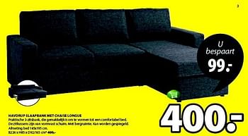 Aanbiedingen Havdrup slaapbank met chaise longue - Huismerk - Jysk - Geldig van 15/12/2014 tot 31/12/2014 bij Jysk