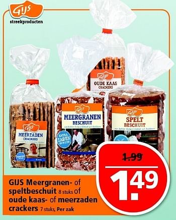 Aanbiedingen Gijs meergranen- of speltbeschuit 8 stuks of oude kaas- of meerzaden crackers - Gijs - Geldig van 21/12/2014 tot 27/12/2014 bij Plus