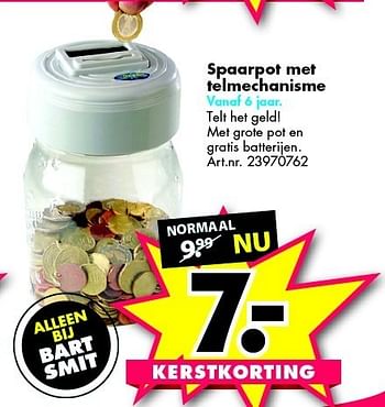 Aanbiedingen Spaarpot met telmechanisme - Huismerk - Bart Smit - Geldig van 13/12/2014 tot 28/12/2014 bij Bart Smit