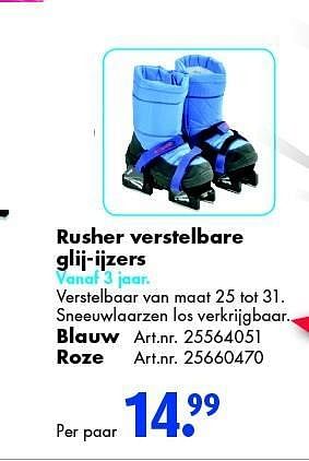 Aanbiedingen Rusher verstelbare glij-ijzers - Rusher - Geldig van 13/12/2014 tot 28/12/2014 bij Bart Smit
