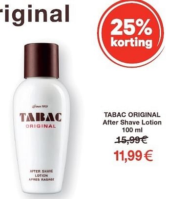 Aanbiedingen Tabac oringinal after shave lotion - tabac - Geldig van 15/12/2014 tot 28/12/2014 bij Etos