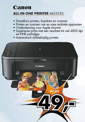 Aanbiedingen Canon all-in-one printer draadloos printen, kopiëren en scannen - Canon - Geldig van 22/12/2014 tot 28/12/2014 bij Expert