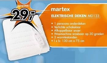 Aanbiedingen Martex elektrische deken - Martex - Geldig van 22/12/2014 tot 28/12/2014 bij Expert