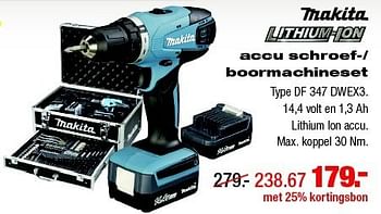 Aanbiedingen Makita accu schroef-- boormachineset - Makita - Geldig van 22/12/2014 tot 28/12/2014 bij Praxis