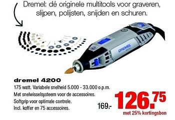 Aanbiedingen Dremel dremel 4200 - Dremel - Geldig van 22/12/2014 tot 28/12/2014 bij Praxis