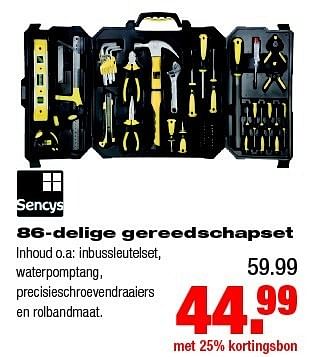 Aanbiedingen 86-delige gereedschapset inhoud o.a: inbussleutelset - Sencys - Geldig van 22/12/2014 tot 28/12/2014 bij Praxis