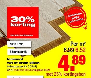 Aanbiedingen Laminaat wit of bruin eiken verkoop per pak - Huismerk - Praxis - Geldig van 22/12/2014 tot 28/12/2014 bij Praxis