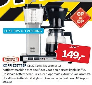 Aanbiedingen Technivorm koffiezetter koffiezetmachine met snelfilter voor een perfect kopje koffie - Technivorm - Geldig van 22/12/2014 tot 28/12/2014 bij De Harense Smid