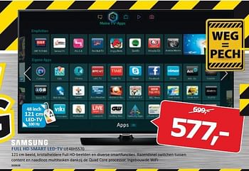 Aanbiedingen Samsung full hd smart led-tv - Samsung - Geldig van 22/12/2014 tot 28/12/2014 bij De Harense Smid