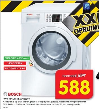 Aanbiedingen Bosch wasmachine capaciteit 8 kg, 1400 toeren - Bosch - Geldig van 22/12/2014 tot 28/12/2014 bij It's Electronics