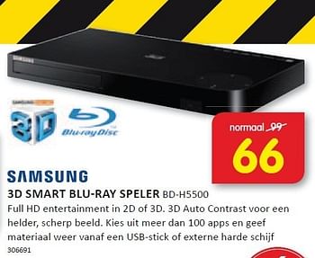 Aanbiedingen Samsung 3d smart blu-ray speler - Samsung - Geldig van 22/12/2014 tot 28/12/2014 bij It's Electronics
