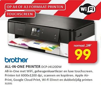Aanbiedingen Brother all-in-one printer - Brother - Geldig van 22/12/2014 tot 28/12/2014 bij It's Electronics