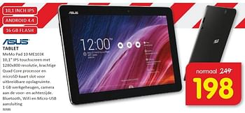Aanbiedingen Asus tablet memo pad 10 me103k 10,1 ips touchscreen - Asus - Geldig van 22/12/2014 tot 28/12/2014 bij It's Electronics