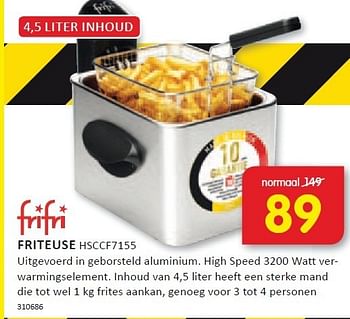 Aanbiedingen Frifri friteuse uitgevoerd in geborsteld aluminium - FriFri - Geldig van 22/12/2014 tot 28/12/2014 bij It's Electronics
