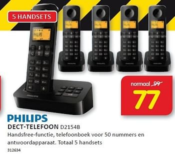 Aanbiedingen Philips dect-telefoon handsfree-functie,telefoonboek - Philips - Geldig van 22/12/2014 tot 28/12/2014 bij It's Electronics