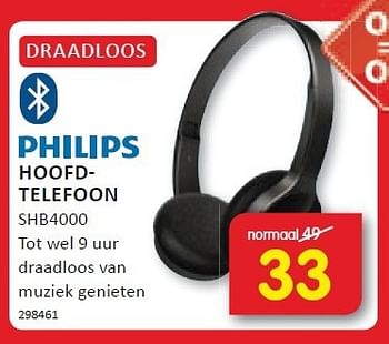 Aanbiedingen Philips hoofdtelefoon tot wel 9 uur draadloos van muziek genieten - Philips - Geldig van 22/12/2014 tot 28/12/2014 bij It's Electronics