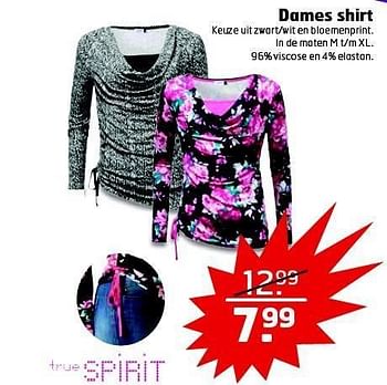 Aanbiedingen Dames shirt - True Spirit - Geldig van 23/12/2014 tot 28/12/2014 bij Trekpleister