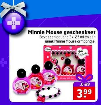 Aanbiedingen Minnie mouse geschenkset bevat een douche - Disney - Geldig van 23/12/2014 tot 28/12/2014 bij Trekpleister