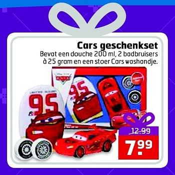 Aanbiedingen Cars geschenkset bevat een douche 200 ml, 2 badbruisers - Disney - Geldig van 23/12/2014 tot 28/12/2014 bij Trekpleister