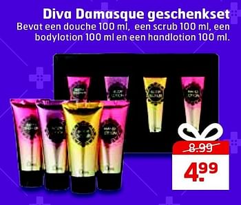 Aanbiedingen Diva damasque geschenkset - Diva - Geldig van 23/12/2014 tot 28/12/2014 bij Trekpleister