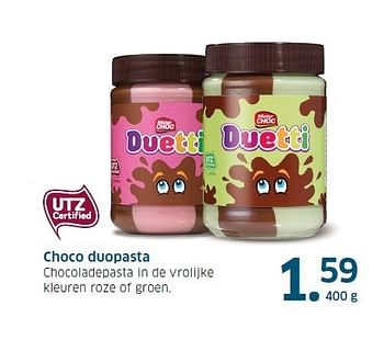 Aanbiedingen Choco duopasta chocoladepasta in de vrolijke - Huismerk - Lidl - Geldig van 13/11/2014 tot 31/12/2014 bij Lidl